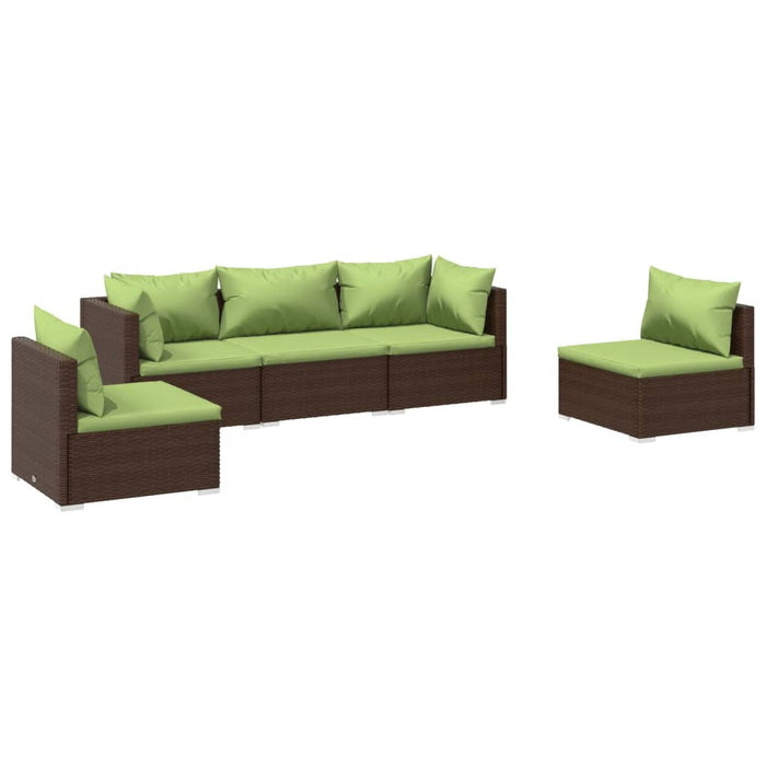 Set mobilier de grădină cu perne, 5 piese, maro, poliratan WALTI
