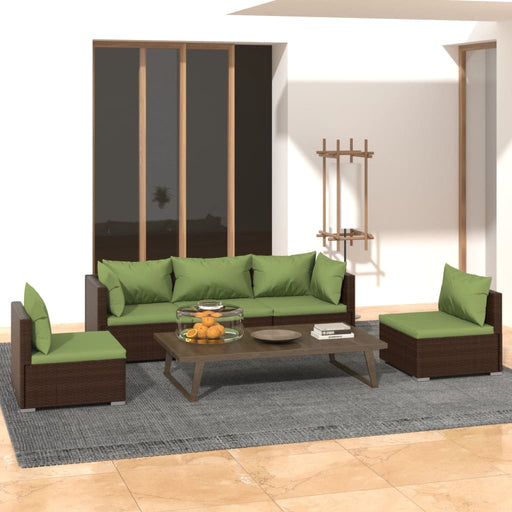 Set mobilier de grădină cu perne, 5 piese, maro, poliratan - WALTI WALTI