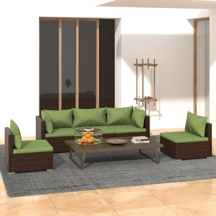 Set mobilier de grădină cu perne, 5 piese, maro, poliratan WALTI