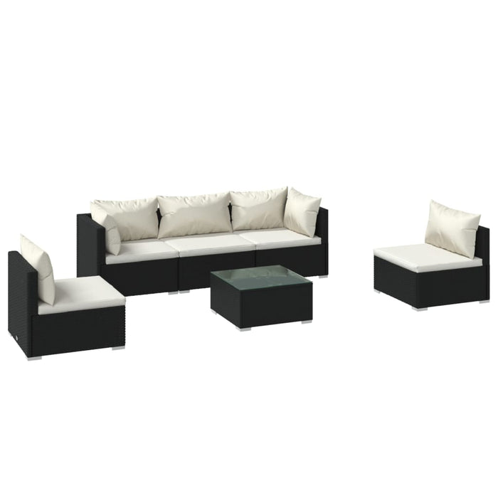 Set mobilier de grădină cu perne, 6 piese, negru, poliratan - WALTI WALTI