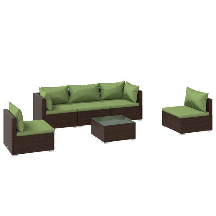 Set mobilier de grădină cu perne, 6 piese, maro, poliratan - WALTI WALTI