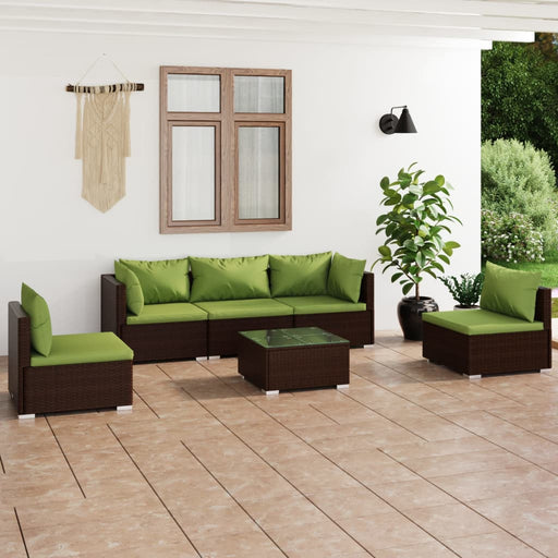 Set mobilier de grădină cu perne, 6 piese, maro, poliratan - WALTI WALTI