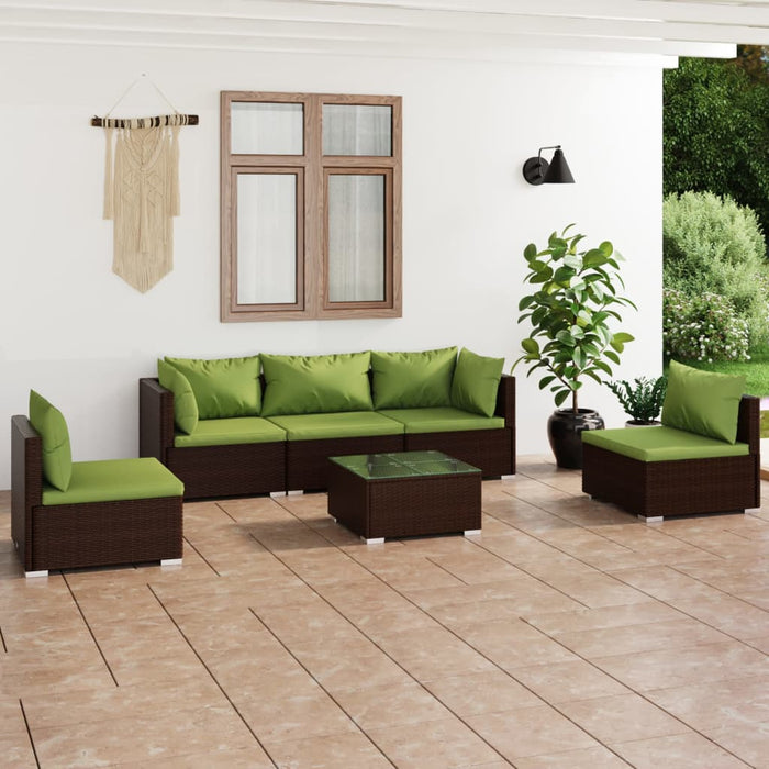 Set mobilier de grădină cu perne, 6 piese, maro, poliratan - WALTI WALTI
