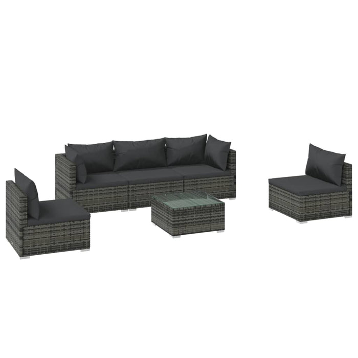 Set mobilier de grădină cu perne, 6 piese, gri, poliratan WALTI