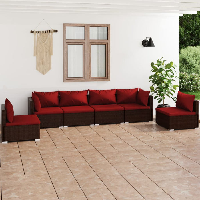 Set mobilier de grădină cu perne, 6 piese, maro, poliratan - WALTI WALTI
