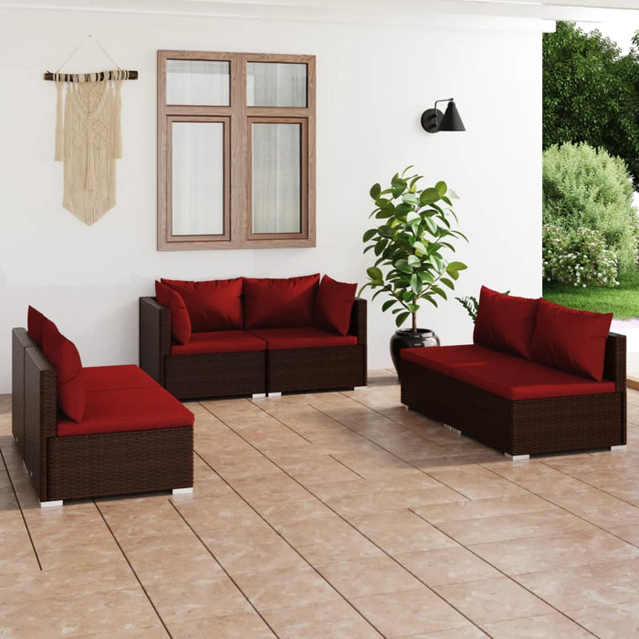 Set mobilier de grădină cu perne, 6 piese, maro, poliratan WALTI