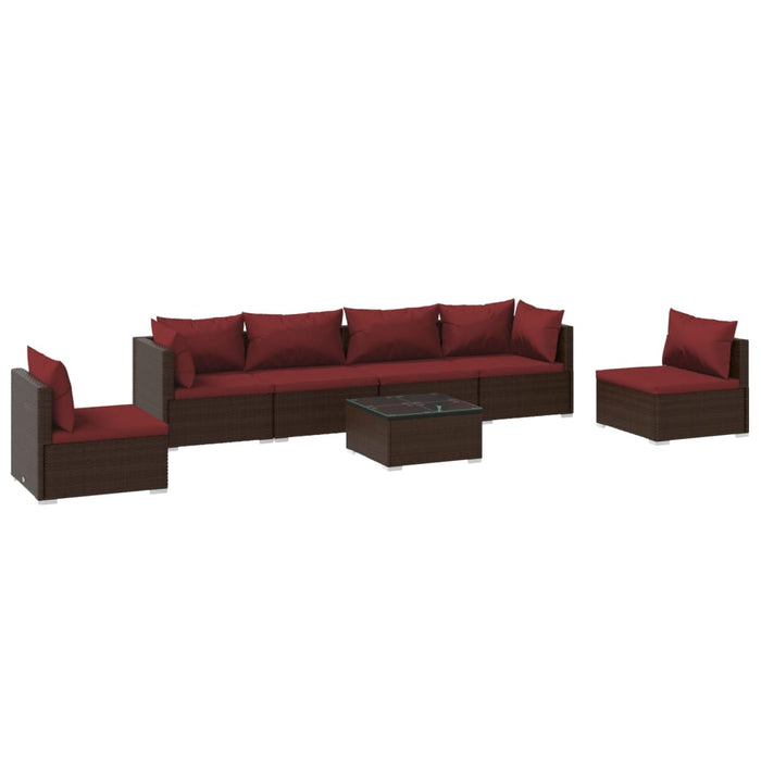 Set mobilier de grădină cu perne, 7 piese, maro, poliratan - WALTI WALTI