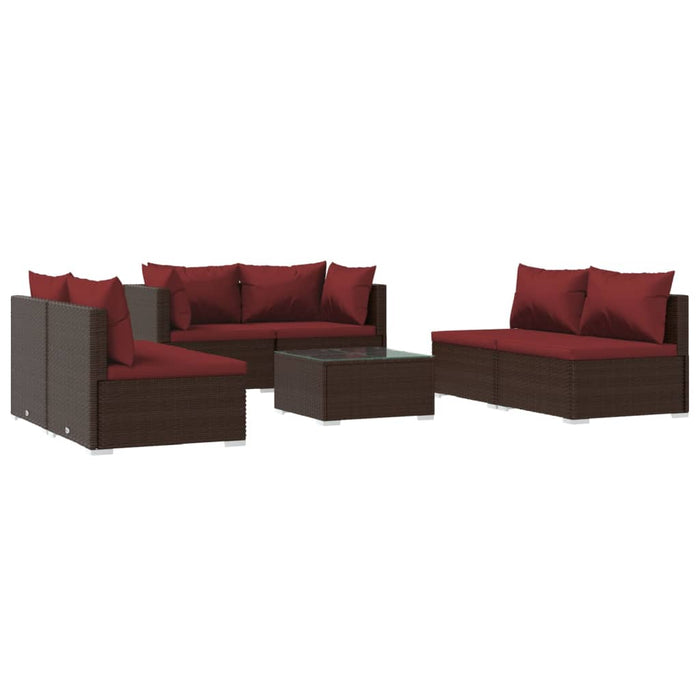 Set mobilier de grădină cu perne, 7 piese, maro, poliratan - WALTI WALTI