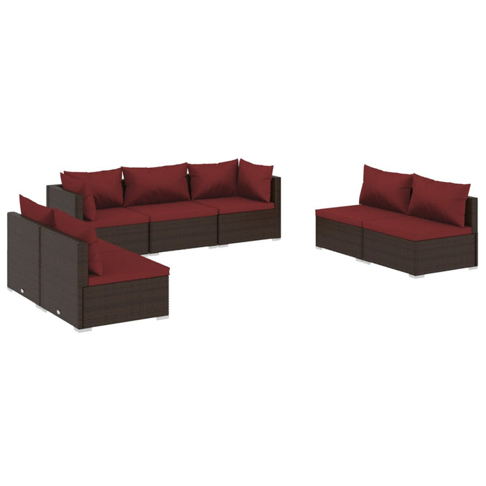 Set mobilier de grădină cu perne, 7 piese, maro, poliratan - WALTI WALTI