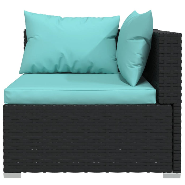 Set mobilier de grădină cu perne, 7 piese, negru, poliratan WALTI