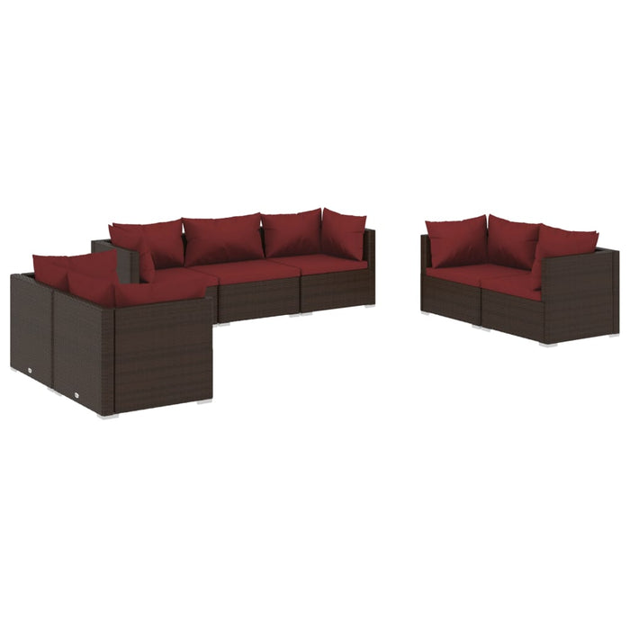 Set mobilier de grădină cu perne, 7 piese, maro, poliratan - WALTI WALTI
