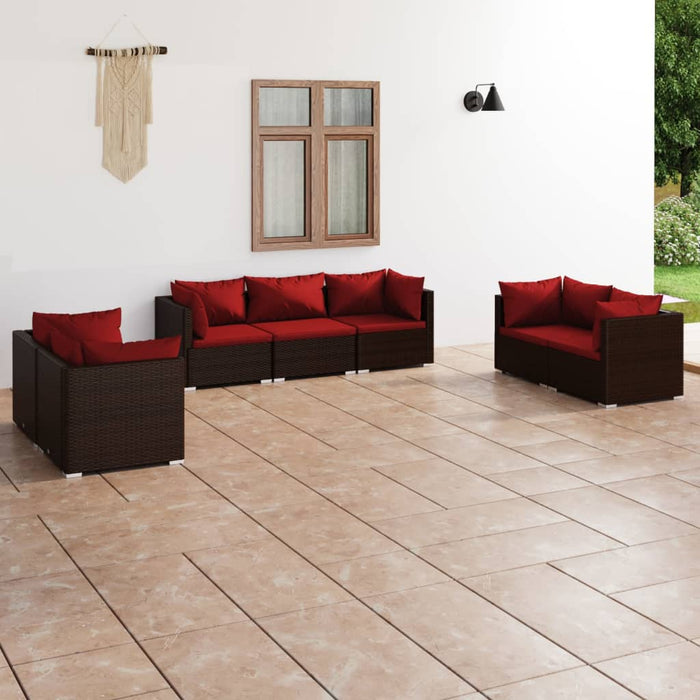 Set mobilier de grădină cu perne, 7 piese, maro, poliratan - WALTI WALTI