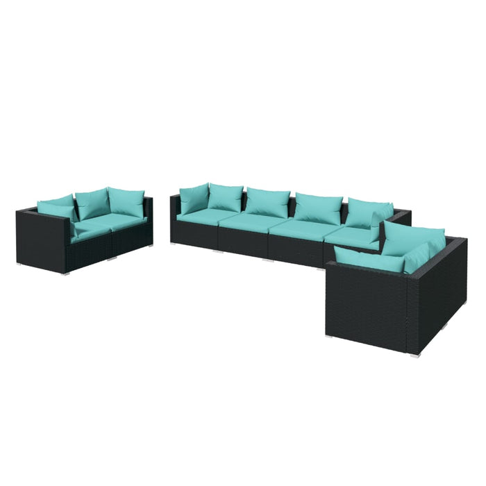 Set mobilier de grădină cu perne, 8 piese, negru, poliratan - WALTI WALTI