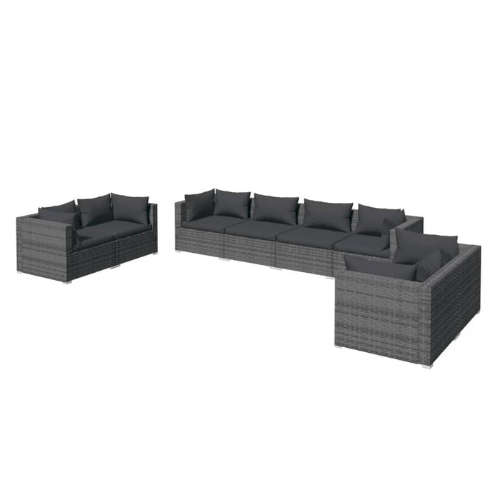 Set mobilier de grădină cu perne, 8 piese, gri, poliratan WALTI