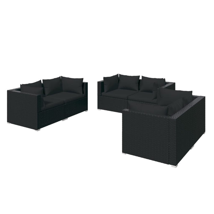 Set mobilier de grădină cu perne, 6 piese, negru, poliratan - WALTI WALTI