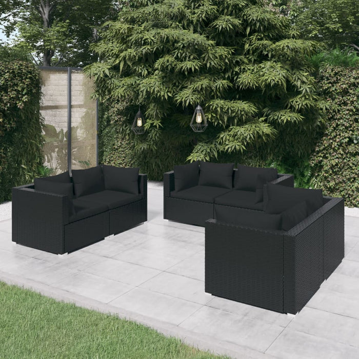 Set mobilier de grădină cu perne, 6 piese, negru, poliratan - WALTI WALTI