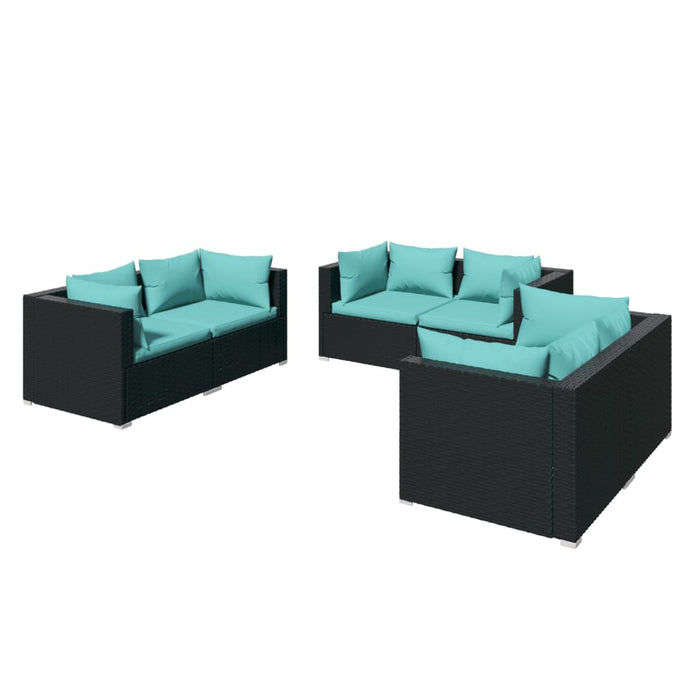 Set mobilier de grădină cu perne, 6 piese, negru, poliratan - WALTI WALTI