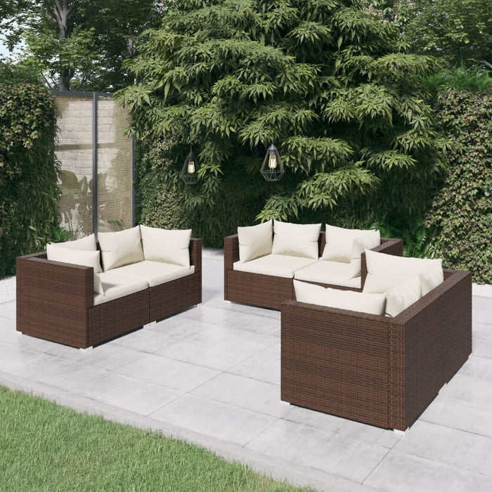 Set mobilier de grădină cu perne, 6 piese, maro, poliratan - WALTI WALTI