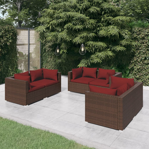 Set mobilier de grădină cu perne, 6 piese, maro, poliratan - WALTI WALTI
