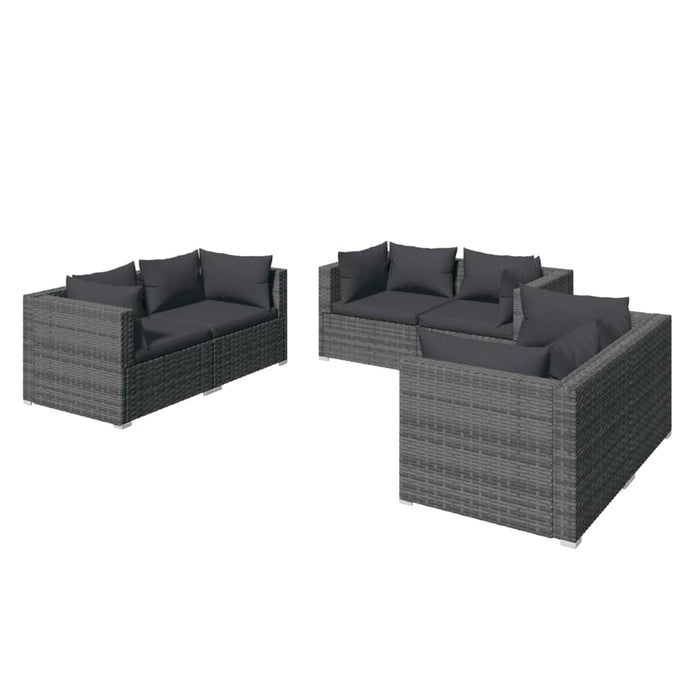 Set mobilier de grădină cu perne, 6 piese, gri, poliratan WALTI