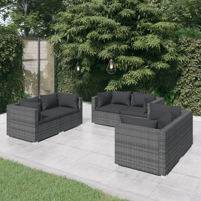 Set mobilier de grădină cu perne, 6 piese, gri, poliratan WALTI