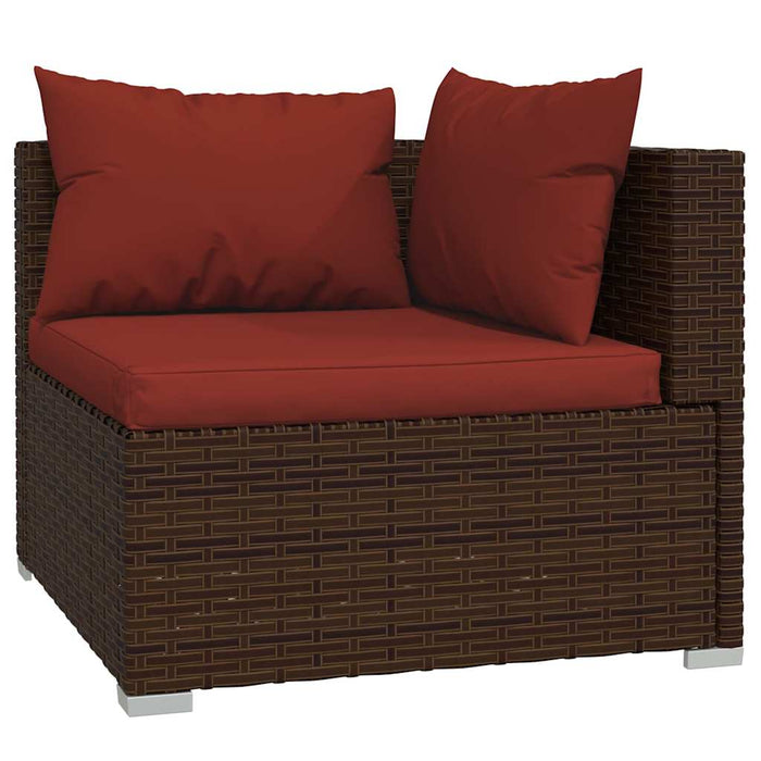 Set mobilier de grădină cu perne, 7 piese, maro, poliratan WALTI