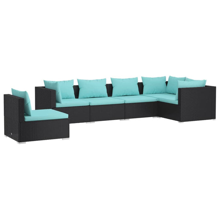 Set mobilier de grădină cu perne, 6 piese, negru, poliratan - WALTI WALTI