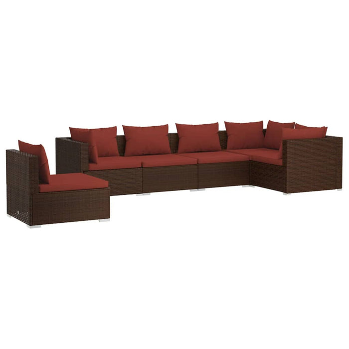Set mobilier de grădină cu perne, 6 piese, maro, poliratan WALTI
