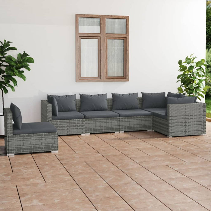 Set mobilier de grădină cu perne, 6 piese, gri, poliratan - WALTI WALTI