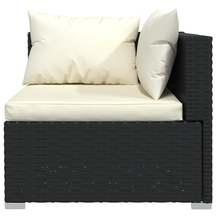 Set mobilier de grădină cu perne, 7 piese, negru, poliratan WALTI