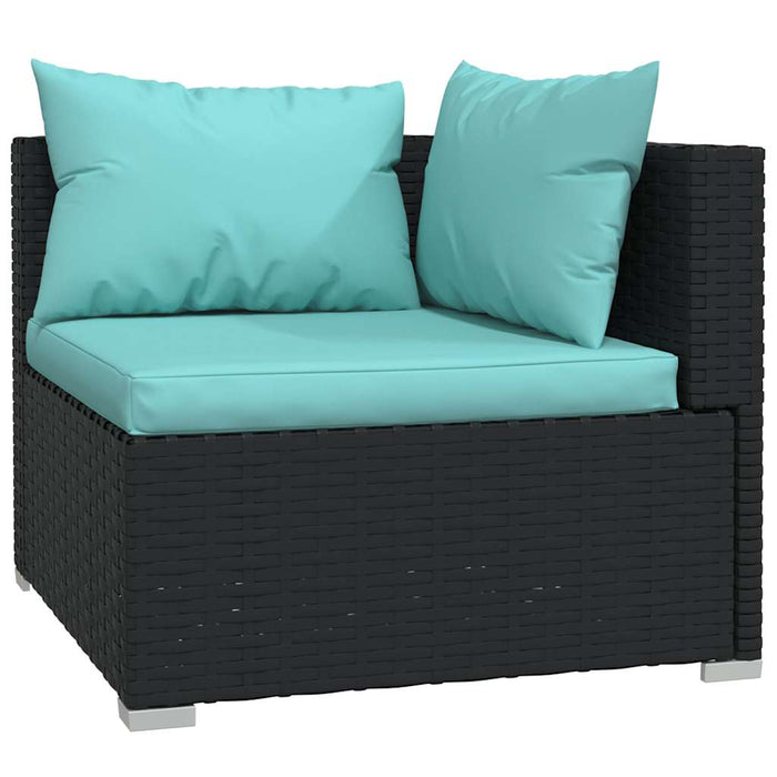 Set mobilier de grădină cu perne, 8 piese, negru, poliratan WALTI