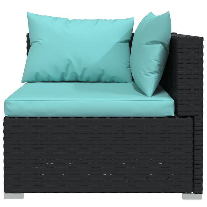 Set mobilier de grădină cu perne, 8 piese, negru, poliratan WALTI