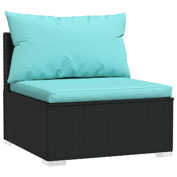 Set mobilier de grădină cu perne, 8 piese, negru, poliratan WALTI