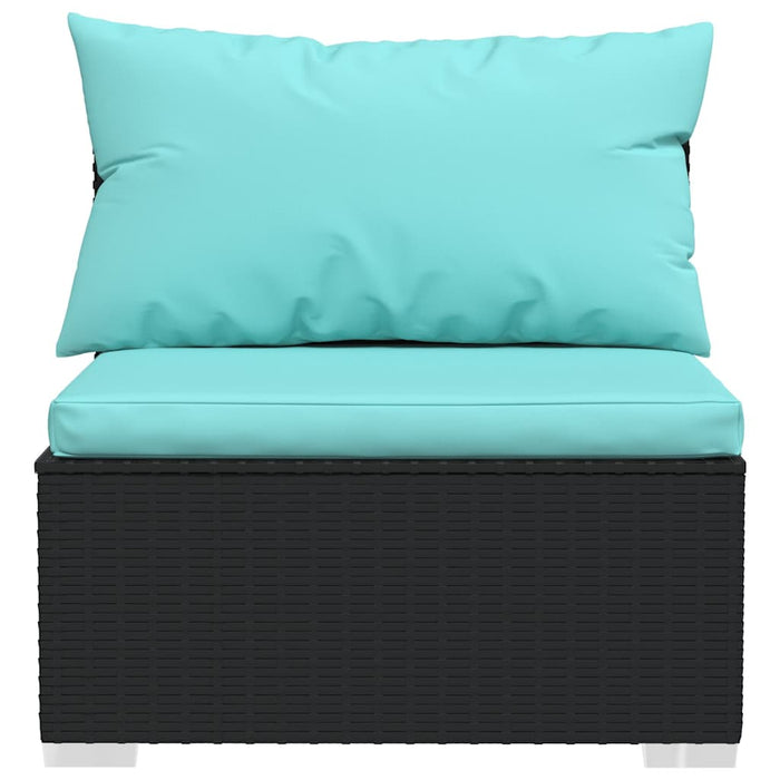 Set mobilier de grădină cu perne, 8 piese, negru, poliratan WALTI