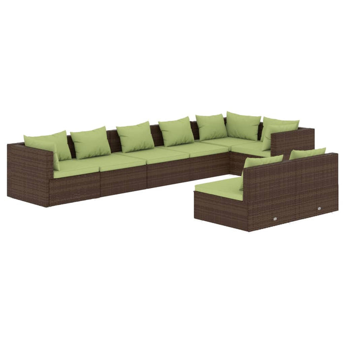 Set mobilier de grădină cu perne, 8 piese, maro, poliratan WALTI
