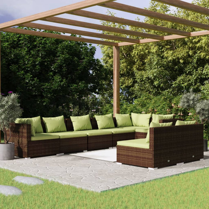 Set mobilier de grădină cu perne, 8 piese, maro, poliratan WALTI