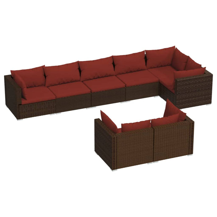 Set mobilier de grădină cu perne, 8 piese, maro, poliratan - WALTI WALTI