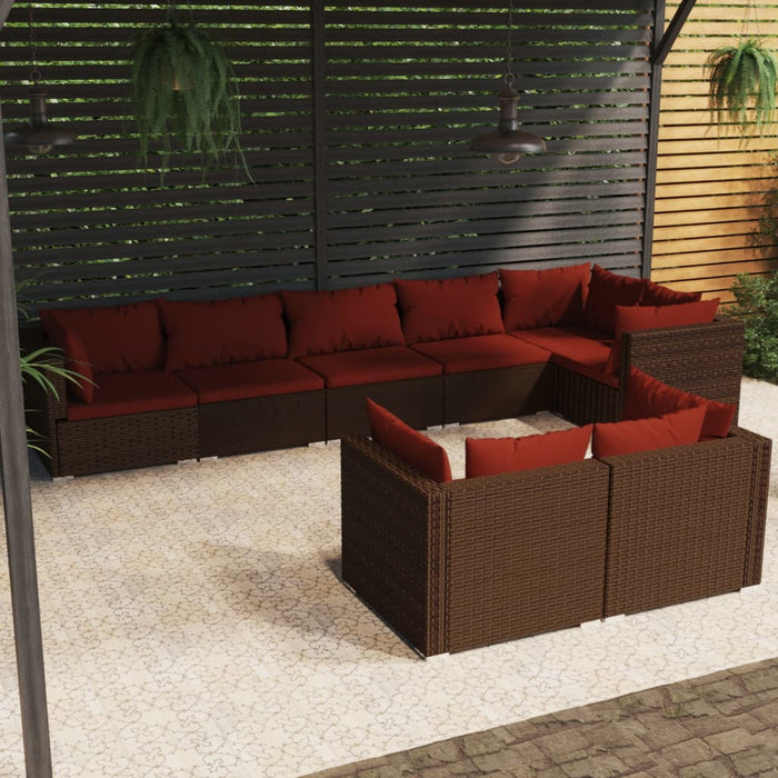 Set mobilier de grădină cu perne, 8 piese, maro, poliratan - WALTI WALTI