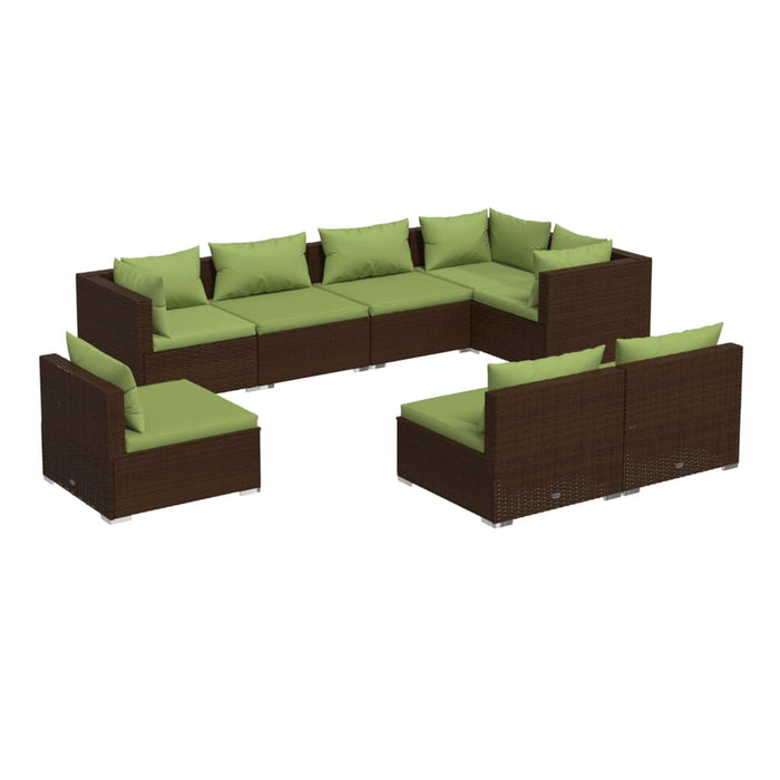 Set mobilier de grădină cu perne, 8 piese, maro, poliratan WALTI
