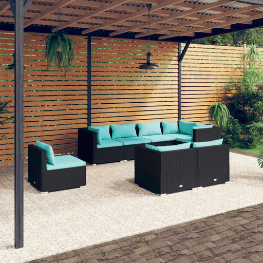 Set mobilier de grădină cu perne, 8 piese, negru, poliratan - WALTI WALTI