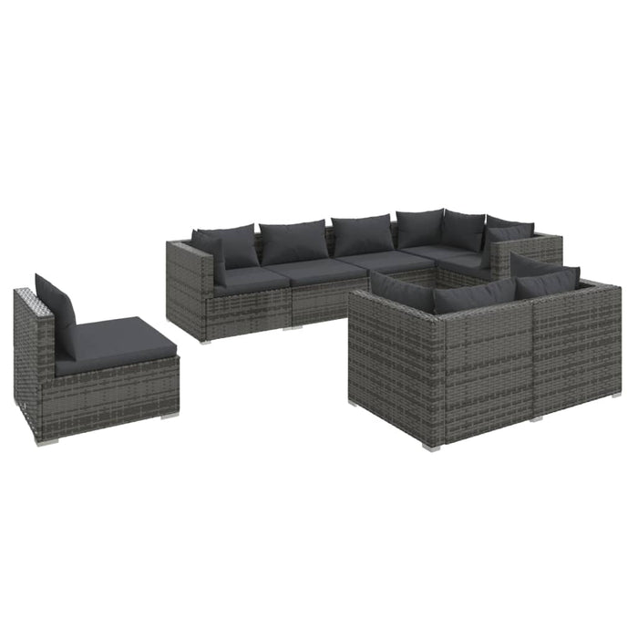 Set mobilier de grădină cu perne, 8 piese, gri, poliratan WALTI