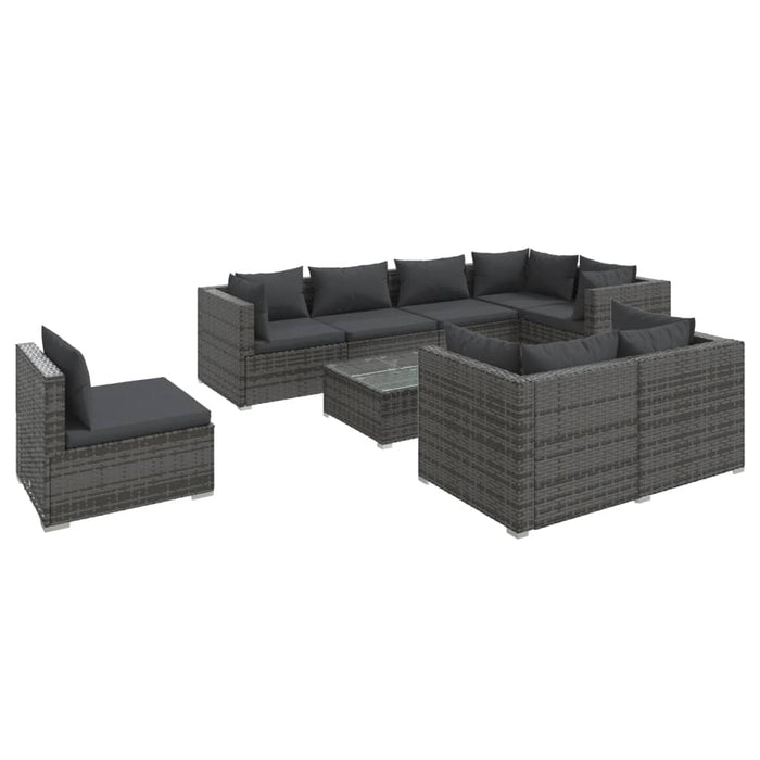 Set mobilier de grădină cu perne, 9 piese, gri, poliratan WALTI