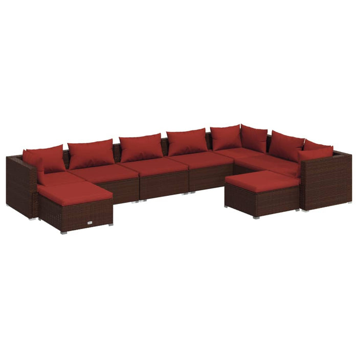Set mobilier de grădină cu perne, 9 piese, maro, poliratan - WALTI WALTI