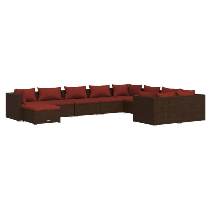 Set mobilier de grădină cu perne, 10 piese, maro, poliratan - WALTI WALTI