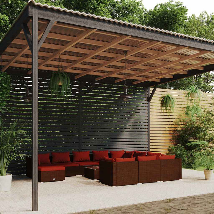 Set mobilier de grădină cu perne, 12 piese, maro, poliratan WALTI