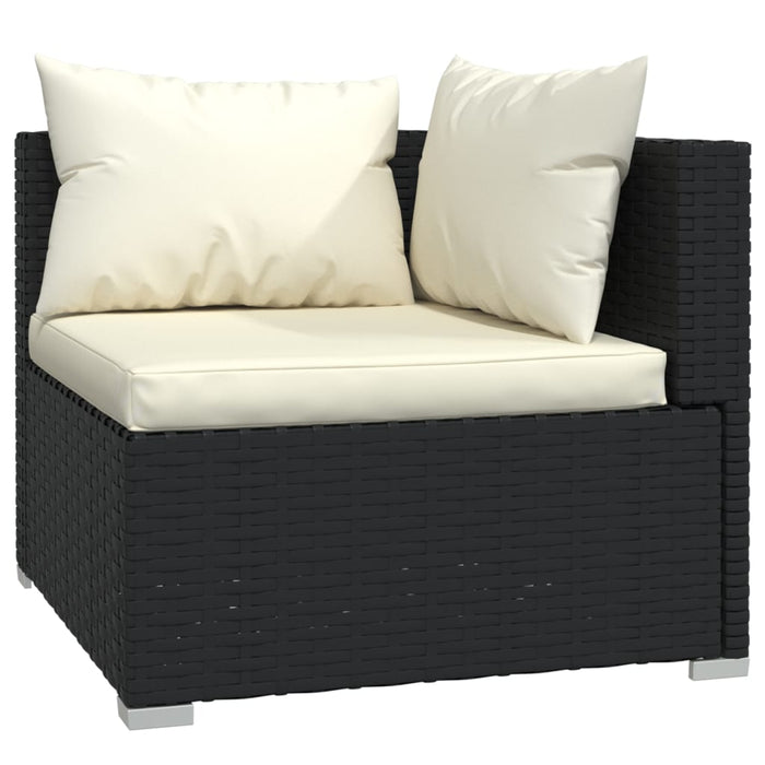 Set mobilier de grădină cu perne, 13 piese, negru, poliratan WALTI