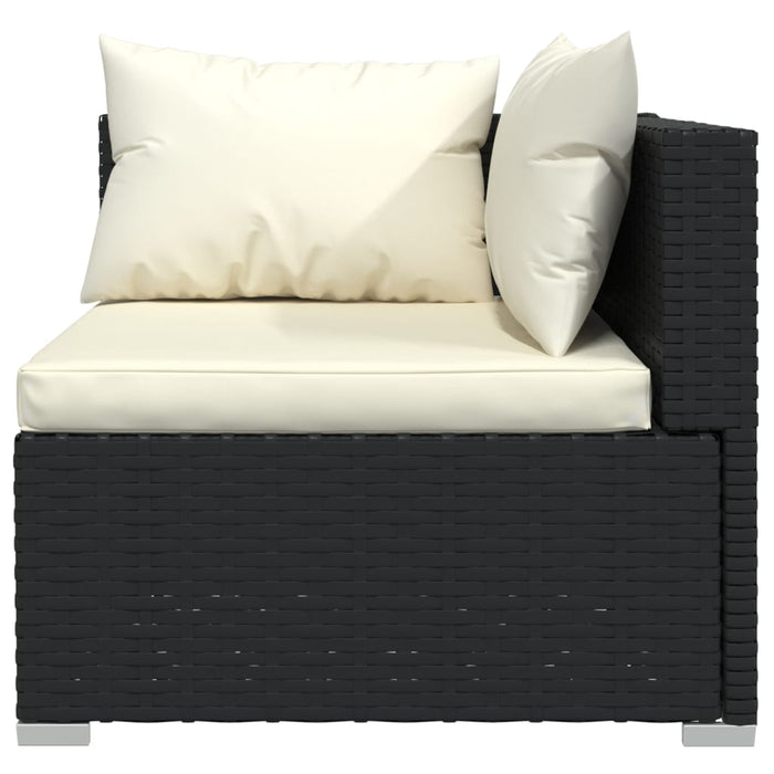 Set mobilier de grădină cu perne, 13 piese, negru, poliratan WALTI