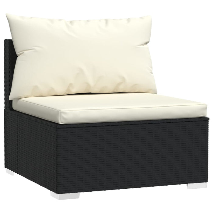 Set mobilier de grădină cu perne, 13 piese, negru, poliratan WALTI