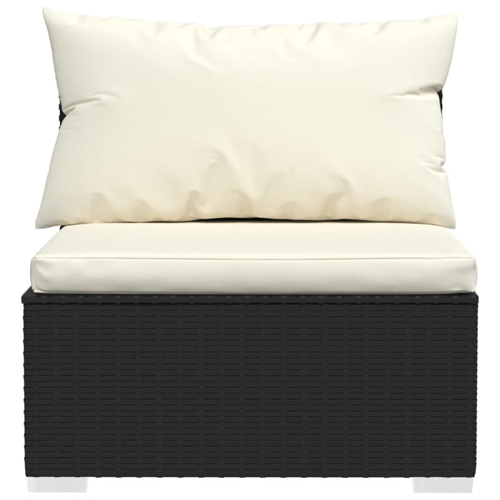 Set mobilier de grădină cu perne, 13 piese, negru, poliratan WALTI