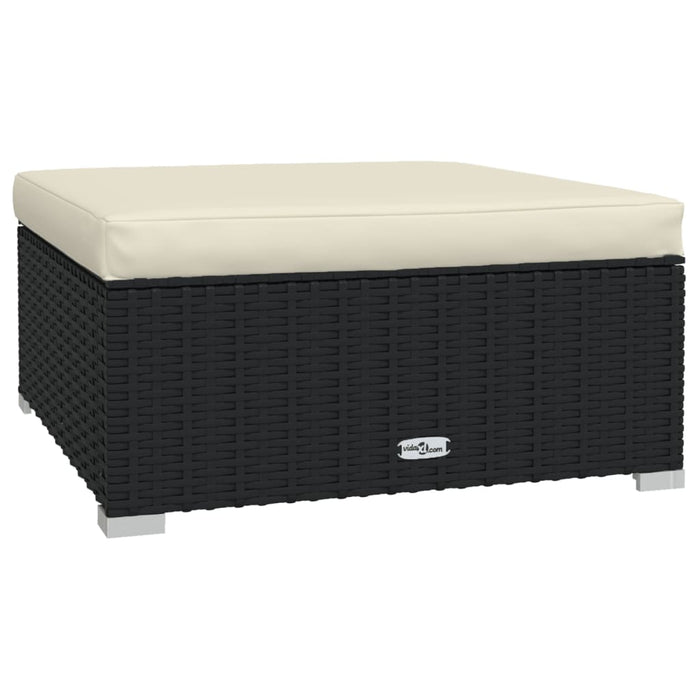 Set mobilier de grădină cu perne, 13 piese, negru, poliratan WALTI